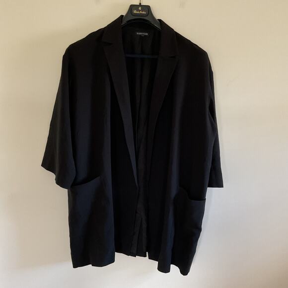 Eileen Fisher Black 100% Silk Kimono Elongated Jacket Sz XXL Oversized Lagenlook - Picture 1 of 11